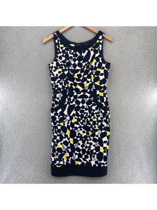 London Times Dresses & Skirts - London Times Dress Womens 10 Black Pattern Sheath Pockets Knee Length Sleeveless